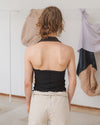 BASERANGE France organic cotton Nehru lace patchwork vest camisole BAS-TONT-LA-SP25-BLACK (BROWN)